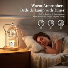 Candle Warmer Lamp With Timer Dimmer, Modern Wax Warmer Scented Wax Jar Candle Warmer With 2 Bulbs, Adjustable Height Glass Lamp Gifts Women, House Warming Gifts, Home Decor, Gold Amber - 琥珀色 - 查看 6