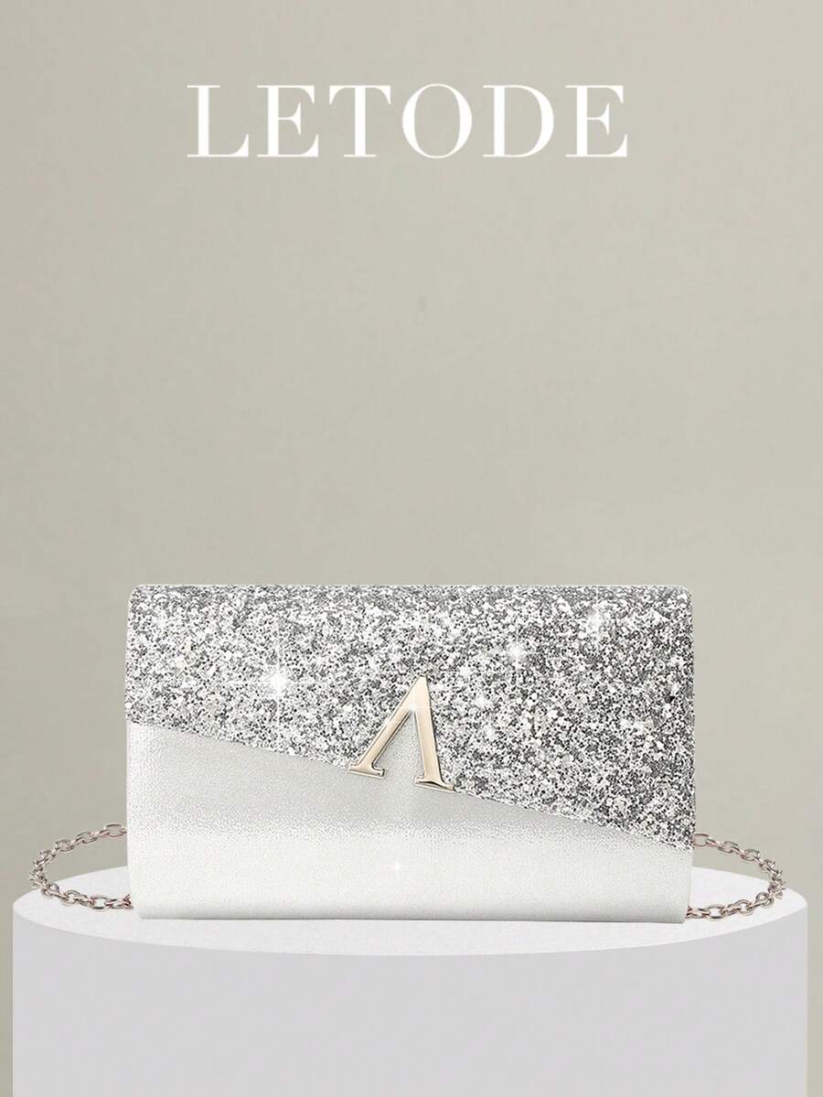 Fashionable & Elegant Sequin Patchwork Velvet Clutch Bag