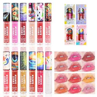 PEINFEN ลิปกลอสเซ็ต 12 สี ให้ความชุ่มชื้นสูง อวบอิ่ม ไม่เหนียวเหนอะหนะ ลิปทินท์น้ำที่สามารถเพิ่มระดับได้สำหรับใช้ในชีวิตประจำวัน