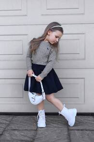 Suéter informal de niña con bordado de unicornio para primavera y otoño - Gris - Ver 6