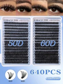 544/608/640片D型卷翘高容量单根假睫毛，柔软自然，蓬松浓密，放大双眼，打造精致妆容，持久耐用，大容量，便携易用，逼真自然，可重复使用，DIY分段式假睫毛，居家轻松佩戴，混合款假睫毛，适合角色扮演，打造3D/5D/6D眼妆效果，适合派对、日常、婚礼等场合，轻盈飘逸，是送给女性的理想礼物。 - D - 查看 4
