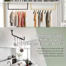 2个92厘米工业风管道衣架，金属材质，壁挂式，适用于卧室、衣柜、厨房、浴室，黑色，适合家居装饰、秋季装饰、卧室装饰 - 彩色 - 查看 4