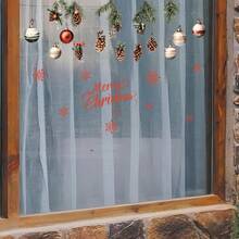 Pegatinas decorativas navideñas con ramas de pino, piñas y bolas de colores - Autoadhesivas, removibles, de estilo contemporáneo, perfectas para paredes y ventanas, decoración del hogar en salas de estar y estudios, decoraciones navideñas