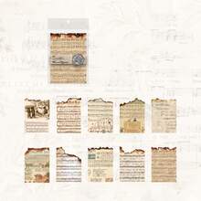 30pcs/Pack Vintage English Phrase Handwritten Burned Craft Asymmetrical Edge Scrapbooking Paper, Retro Music Notes, Letters, Butterflies, Distressed Diary & Journal Decorative DIY Background Material