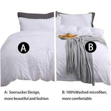 Funda de edredón texturizada, material de microfibra lavada, con textura de hilo de burbuja, funda de edredón blanca extra grande (104 x 90 pulgadas), conjunto de 3 piezas (1 funda de edredón + 2 fundas de almohada) - Amarillo - Ver 1