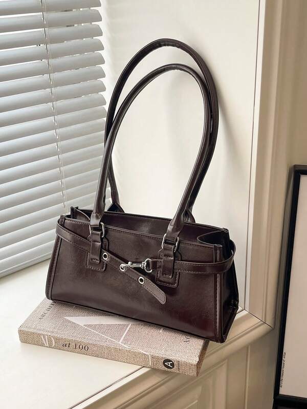 1 Piece Of Fashion New Ladies' Handbag, Elegant And Stylish Solid Color PU Design Shoulder Bag, Multi-Functional Metal Handle Buckle Decoration, Suitable For Travel, Shopping, Dating And Other Occasions.