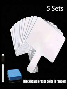 5-Pack Double-Sided Reusable Whiteboard Set - Handheld Whiteboards, Includes 5 Whiteboards, 1 Pen, And 1 Eraser, Erasable, Tabletop Memo, Message Board, Writing Pad, Scratch Pad, Handwriting Board - White - View 8