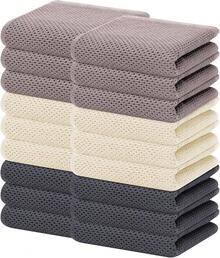 Homaxy 100% Cotton Waffle Weave Kitchen Dish Cloths, Ultra Soft Absorbent Quick Drying Dish Towels, 12 X 12 Inches, 6-Pack, Dark Grey - Màu hỗn hợp - Xem 2