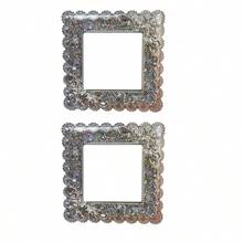 1pc Silver Glitter Diamond Textured Switch Outlet Wall Sticker, European Style Floral Pattern ABS Wall Decorative Sticker For Household