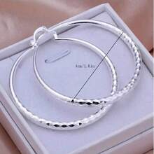 1 Pair Silver Hoop Earrings, Jewelry Gift For Women, Suitable For Wedding, Party - Silver - View 4