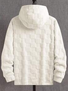 Men's Thick Fleece Hooded Sweatshirt, Autumn And Winter Jacket, Fashionable And Casual Warm Hooded Sweatshirt, Double-Sided Fleece Pullover Coat - trắng - Xem 2