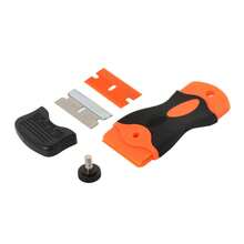 Herramienta de limpieza de vidrio para autos, raspador para ventanas de coche, raspador sin arañazos con cuchillas de metal y plástico, raspador para horno y placa de cocina - Naranja - Ver 9