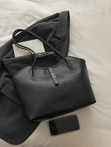 2025 New Women's Large Capacity Bag, Shoulder Commuter Bag, Mommy Bag, High-End Retro Minimalist Handbag - Black - View 8