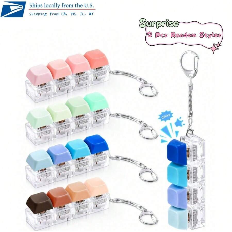 2 piezas de juguete antiestrés para adultos con clicker aleatorio, cubo de teclado de 4 en 1, botón mecánico de clicker, regalo para aliviar el estrés en la oficina, la escuela y el hogar (colores degradados) - 2 piezas multicolor - Ver 1