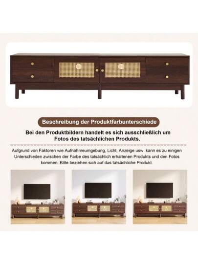 Low TV Cabinet Multiple Storage Functions, Wood ed Particleboard, Open Space Ladder Compartments, Accommodates Up To 70 Inch TVs, 173 38 48 Cm view 5