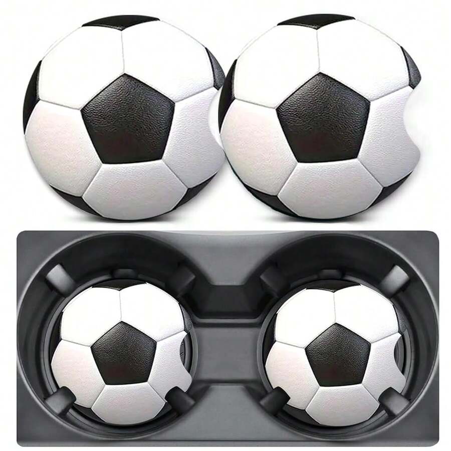 2 Pack Car Coasters For Cup Holders,Foosball Balls Car Cup Holder Coasters,2.75" Universal Size Anti Slip Rubber Mat,Car Cup Holder Decal Decor Accessories,Foosball Balls Gifts For Men,Women{"Color_name":"Football","Size_name":"2PCS"} - 足球 - 查看 1