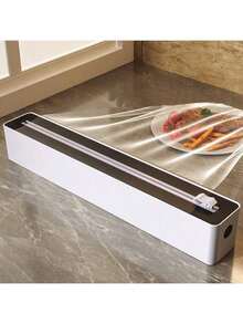 1Pc Kitchen Wrap Dispenser, Kitchen Storage Rack, Cling Film Cutter, Wrap Cutter, Cling FilmCutter Box, Magnetic Cling Film Cutter Box For Fridge, Wrap Cutter Refrigerator, Magnetic Kitchen Cling Film Cutter, Baking Paper And Tinfoil Dispenser For Kitchen Drawer, Kitchen Accessories - Multicolor - View 9
