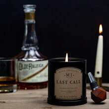 Vela en frasco Manly Indulgence Last Call de 16.5 oz - Aroma amaderado de vetiver, musgo de roble - Notas cítricas y especiadas - Eucalipto - Hasta 60 horas de combustión - Cera de mezcla de soja, vertida en EE. UU. - Escape del bosque - Ver 1