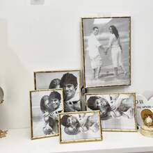 1pc 5", 6", 7", 8", 10" A4 Silver Stainless Steel Braided Pattern Photo Frame Easel, Home Decor, Random Picture Included - Multicolor - View 3