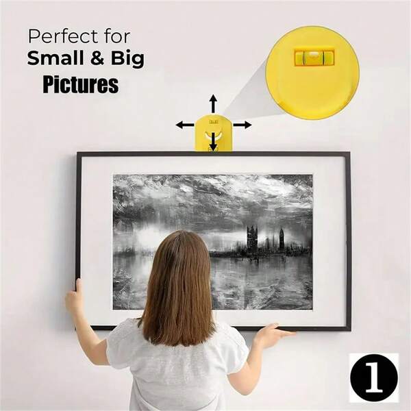 1 pieza Herramienta para colgar cuadros, con regla de nivel simple multifuncional, kit de montaje en pared para colgar cuadros fácilmente, para decoración del hogar, apto para espejos, relojes, recubrimientos de pared