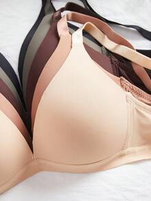 5PCS V-Style Lady's Comfortable Wireless Soft Cup Solid Bralette Lingerie Underwear Bra - Multicolor - View 2