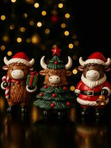 1/3 pezzi Decorazione da tavolo natalizia in resina a forma di mucca delle Highlands, decorazioni per tavolo/festa