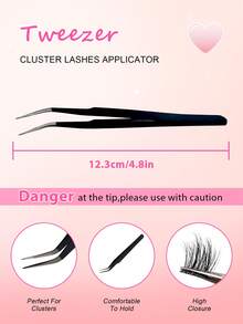 50pcs C-Curl Self-Adhesive Individual Lashes Set, 8-16mm Mixed Sizes, DIY Eyelash Extension Kit With Tweezers And Lash Curler, No Glue Needed, Segment Fake Lashes With Spikes, Suitable For Daily And Party Use - 黑色 - 查看 6