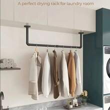 2个92厘米工业风管道衣架，金属材质，壁挂式，适用于卧室、衣柜、厨房、浴室，黑色，适合家居装饰、秋季装饰、卧室装饰 - 彩色 - 查看 8