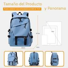 Mochilas Para Mujer/Hombre, Impermeable Mochila Informal Unisex Con Bolsillo Para Bolígrafo, De Gran Capacidad Con 2 Compartimentos Principales Para La Escuela, Exteriores - azul - Ver 9