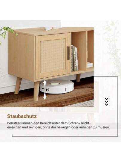 Low TV Cabinet Multiple Storage Functions, Wood ed Particleboard, Open Space Ladder Compartments, Accommodates Up To 70 Inch TVs, 173 38 48 Cm view 7