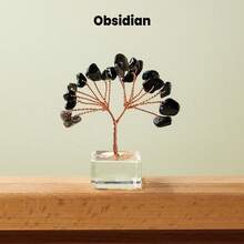 1个天然水晶迷你玻璃许愿瓶，内含幸运树形疗愈石 | 抛光宝石装饰 | 生日礼物，传递正能量和美好祝愿，圣诞礼物 - 魚缸小花樹 - 查看 31