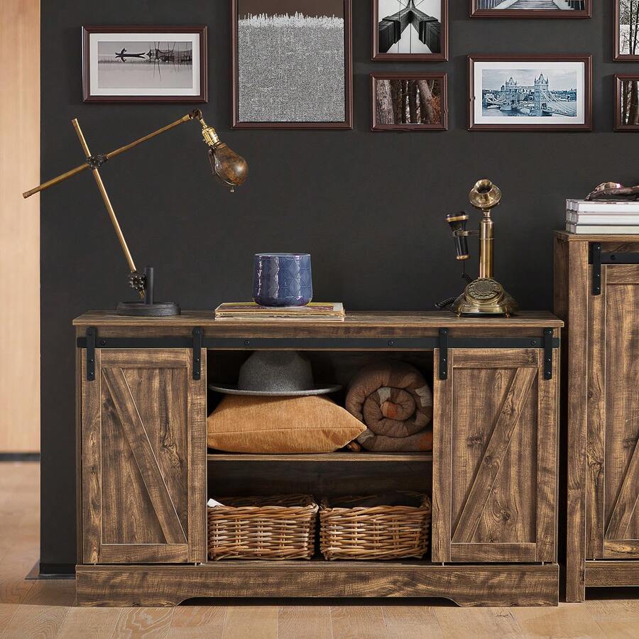 SoBuy Aparador con puertas correderas PB marrón claro - Café integral - Ver 1