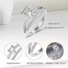 925 Sterling Sier Rings For Women, Wedding Engagement Stackable Rings Bands For Women, Dainty Cubic Ia Promise Ring Adjustable Non Tarnish, Romantic Love Heart Anniversary Bridal Ring Size 6 To 10 - 紅白色 - 查看 5