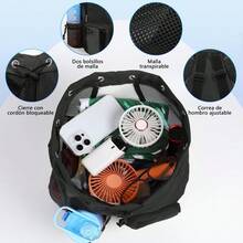 Bolsas de malla para natacións, Mochila de malla con cordón para natación bolsillos húmedos para almacenamiento playa, natacións deportes gimnasio equipamiento de natación - Negro - Ver 4