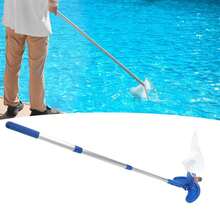 Pool Vacuum Suction Tool with Brush Portable Telescopic Rod Plastic Pool Vacuum Jet Cleaner for Spa Center Fountain US Standard - Azul - Ver 7