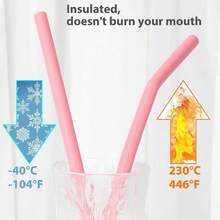 Ống hút silicon nhiều màu sắc, có thể tái sử dụng, chống trầy xước và chịu nhiệt, thích hợp cho cốc trà sữa trân châu và các loại đồ uống khác. - Nhiều màu - Xem 4