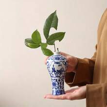 Blue And White Porcelain Vases Set Of 4, Chinese Vintage Floral Ceramic Vases For Home Decor, Boho Minimalist Flower Vases For Living Room Table Centerpiece, Bedroom Office Accent Decor, Ideal For Wedding & Housewarming Gifts - 彩色 - 查看 8