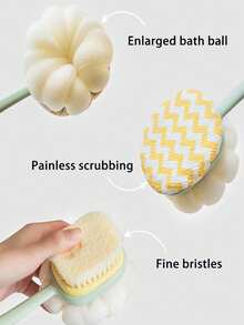 1 件二合一沐浴刷和沐浴球，长柄沐浴刷，双面擦洗刷，沐浴配件 - 彩色 - 查看 8