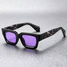 Retro Small Frame Square Marble Patterned Korean Style Glasses, PC (Polycarbonate), All Season - Multicolor - View 11