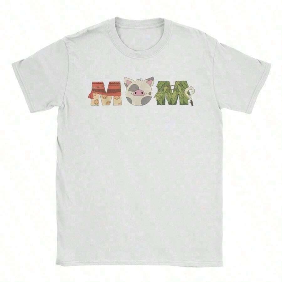 Top One-Printed MoanaS Letters PuaS Maui Mother's Day T Shirt For Unisex 100 Cotton T-Shirts Short Sleeve Tops - màu đen - Xem 1