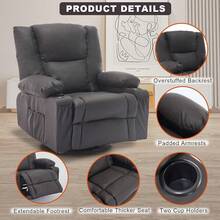 Linting - Sillas reclinables giratorias de masaje con calor de piel sintética gruesa y acolchada, cómodas reclinables manuales con portavasos, sillas mecedoras, color café clásico - Marrón Vintage - Ver 9