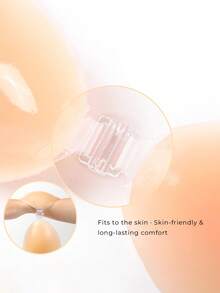 1pc Nipple Shield Lift, Strapless Adhesive Push Up Reusable Silicone Tape Bra, Invisible Adhesive Bra For Women And Girls Pink - Multicolor - View 6