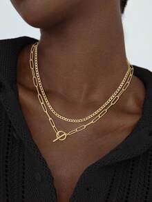 1pc Geometric OT Clasp Necklace, Suitable For Women's Daily Wear