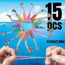 15pcs Colorful Soft Lure Set, Artificial Soft Bait 6.5cm/ 2.56inch Fishing Bait For Catfish And Bass Fishing - Multicolor - View 4