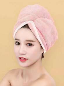 1pc Coral Fleece Double-Layer Thick Hair Drying Towel Cap, Cute For Adults & Kids, Super Absorbent & Quick Dry,Hair,Travel,Hair Products,Hair Tools,Hair Stuff,Barber,Barber Accessories,Barbershop,Hairdressing Equipment