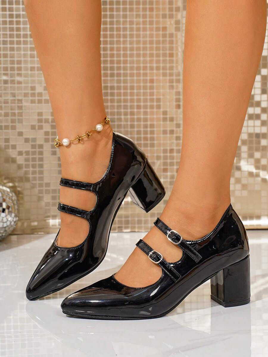 Damen High Heel Schuhe, Schnallen Design, spitze Zehenpartie, Plateau-Absatz, geeignet für den Berufsalltag, formelle Anlässe, Partys, Neuheiten 2025, ganzjährig tragbar, modisch, Schwarze High Heels, Rosa High Heels, Rote High Heel Pumps, Orange High Heels