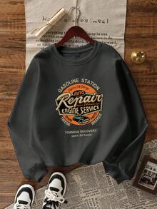 女式宽松休闲高端圆领运动衫，秋冬