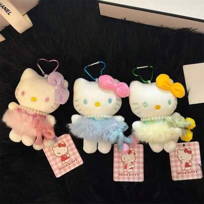 Sanrio Colgante de muñeca de Hello Kitty con dopamina, muñeca suave y súper linda, colgante multifuncional de alta calidad para mochila escolar y teléfono móvil, accesorio versátil para hombres y mujeres, adecuado para decoración de bolsos, almacenamiento de llaves, uso diario y regalos para parejas, mejores amigos y amigos.