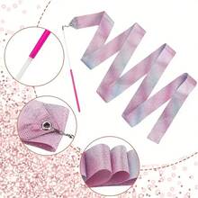 10PCS Gymnastic Ribbon, Sparkling Dance Ribbon With Twirling Baton Gradient Rainbow Dance Ribbons - Perfect For Gymnastics, Birthday Parties & Wedding Decorations