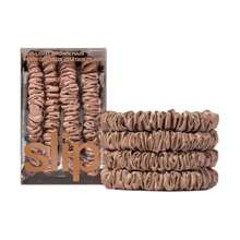 Slip Silk Skinny Scrunchies - Light Brown | Set Of 4 Skinny Scrunchies | 00% Mulberry Silk, Anti-Crease, Gentle On Hair, Reduces Breakage | Stylish & Durable, Ideal For All Hair Types,25221121 - 棕色 - 查看 1